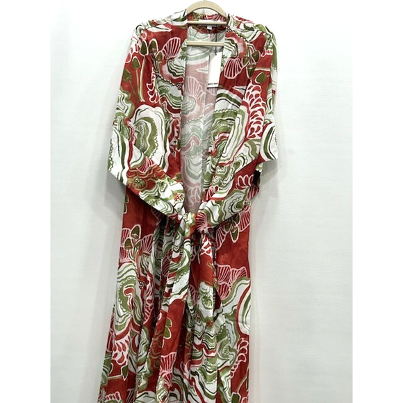 NWT Andrea Iyamah Gamba Abstract Mushroom Cover-Up Robe Multicolor One Size - Picture 3 of 10